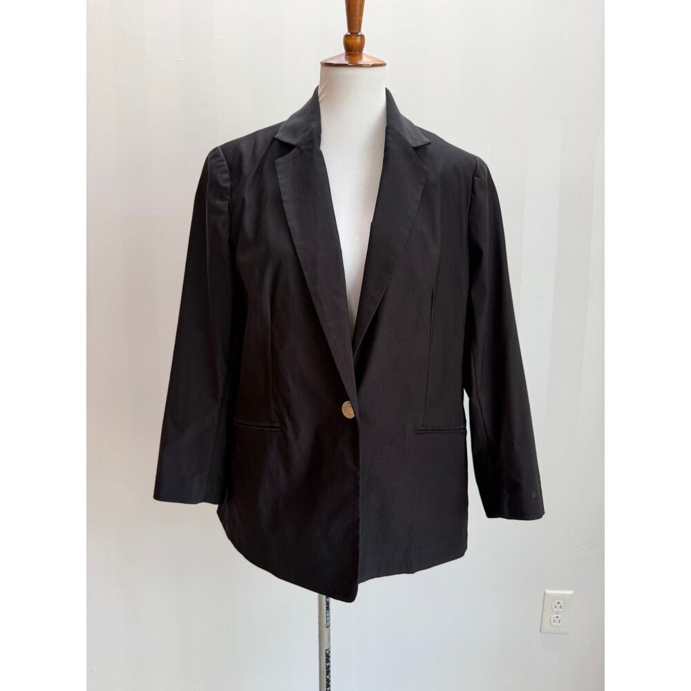 NWT Anne Klein Black One-Button Blazer Jacket Sz L